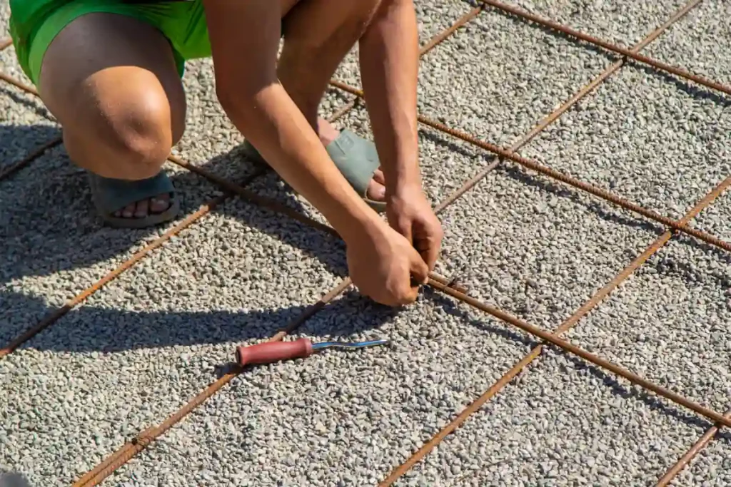 Un homme qui crée une dalle de béton pour terrasse